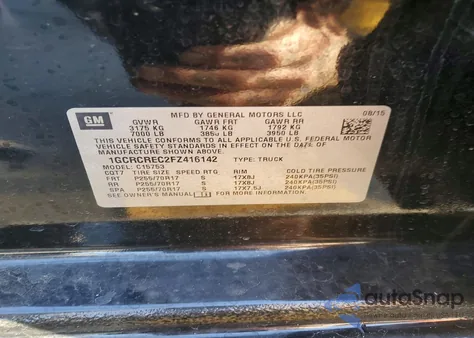 2015 Chevrolet Silverado C1500 Lt from USA, damaged, VIN 1GCRCREC2FZ416142